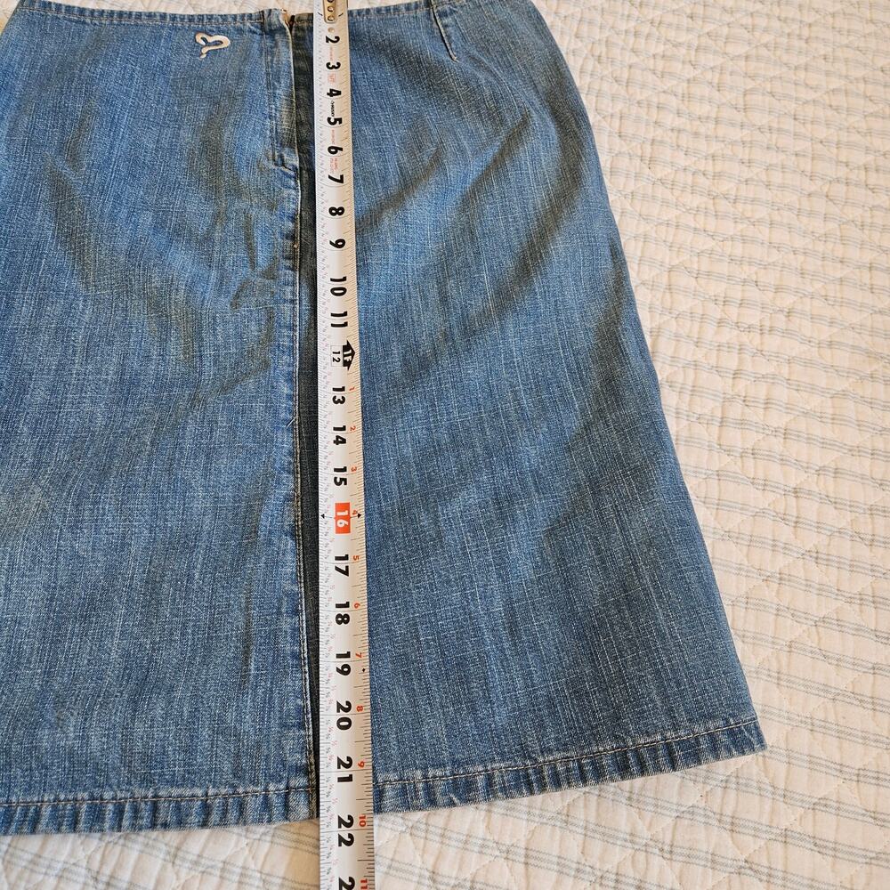 Y2k Euro Denim Low-Rise Knee Length Skirt - Size 26 - Picture 6 of 7